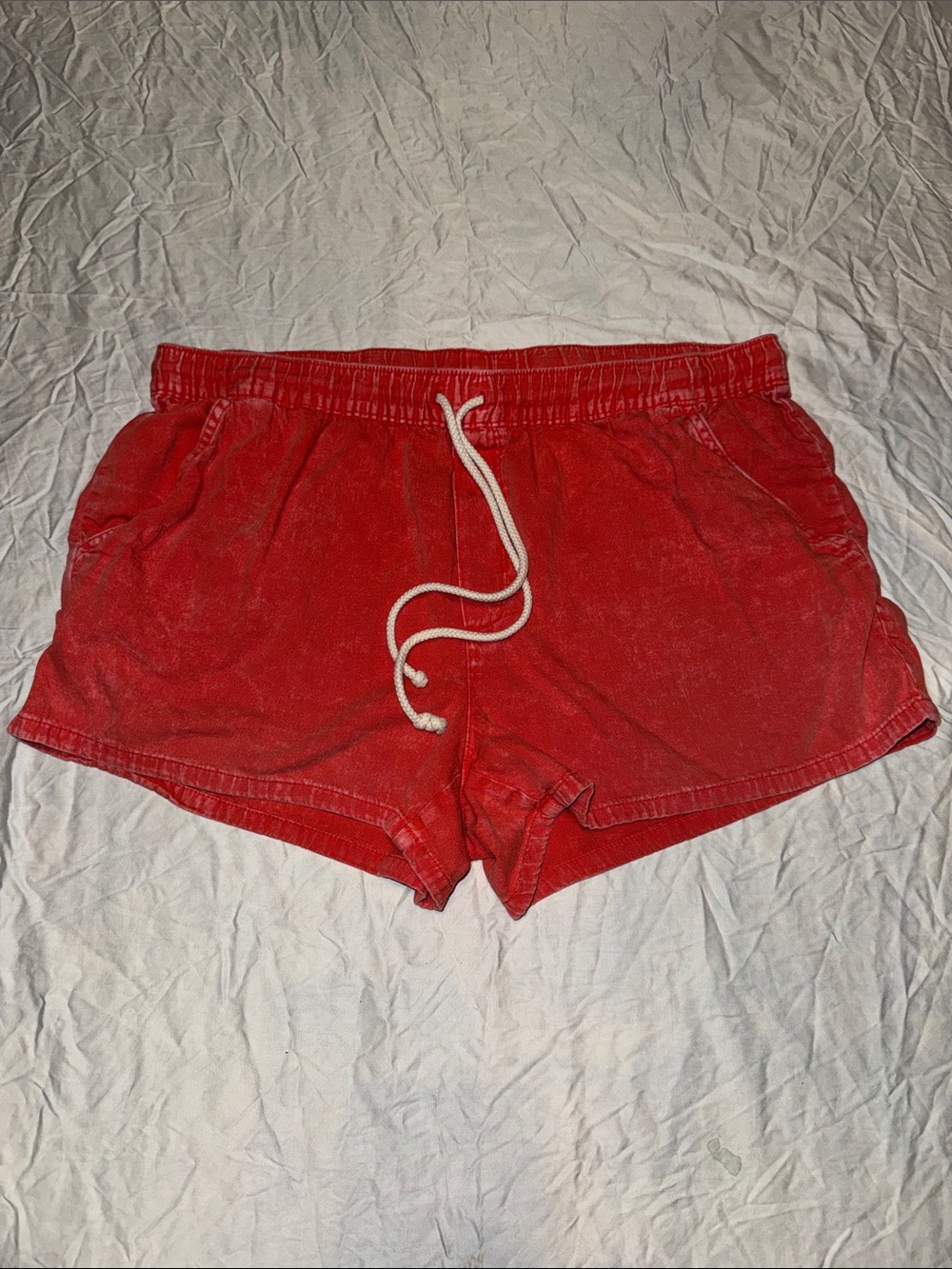 Aerie Washed Red Drawstring Lounge Shorts Size L
